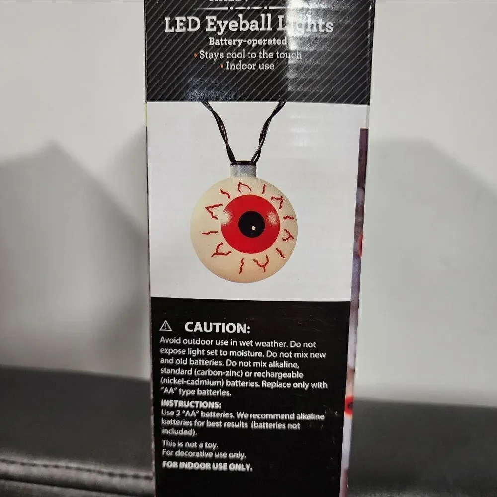 Lot of two Halloween 10-Count Battery Operated EyeballLights, w/Warm White LED